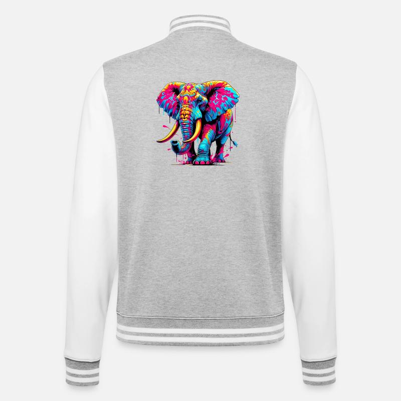 Elefant - College-Sweatjacke - Grau meliert/Weiß