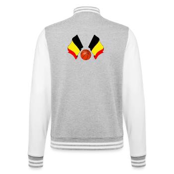 Deux drapeaux belges croisés Basketball Belgium - Veste Teddy - gris chiné / blanc - Dos - Marisol (170cm)