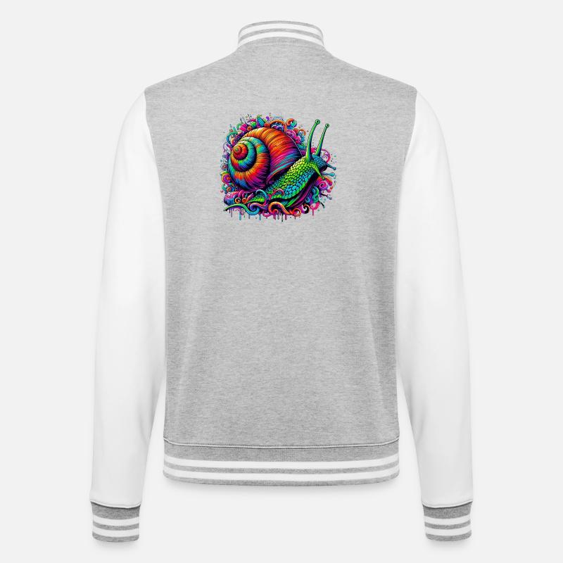 Schnecke - College-Sweatjacke - Grau meliert/Weiß