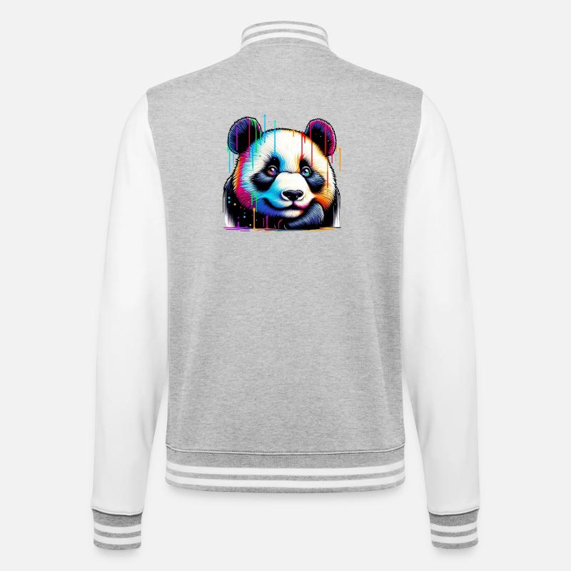 Panda - College Sweat Jacket - heather grey/white