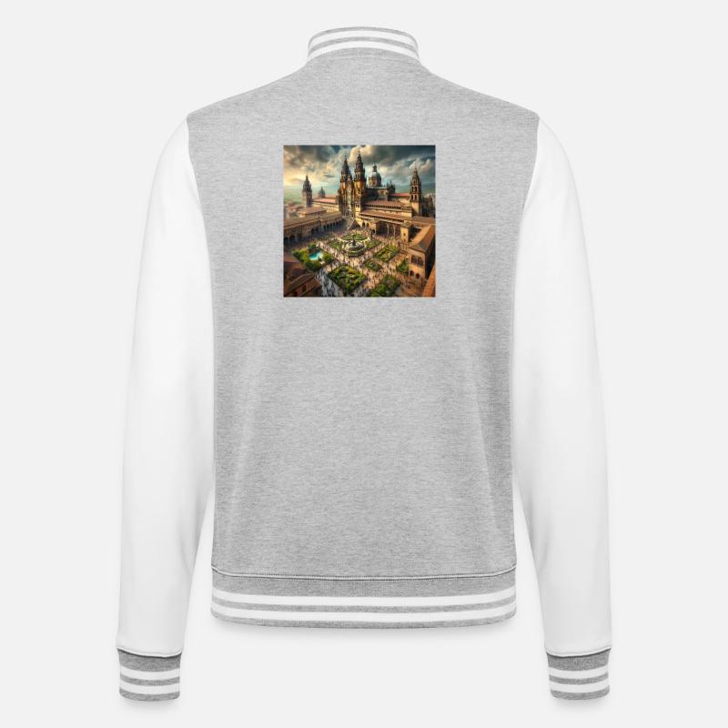 Cathédrale de Saint-Jacques-de-Compostelle - Veste Teddy - gris chiné / blanc