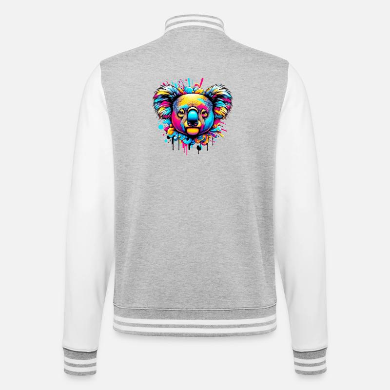 Koala - College-Sweatjacke - Grau meliert/Weiß