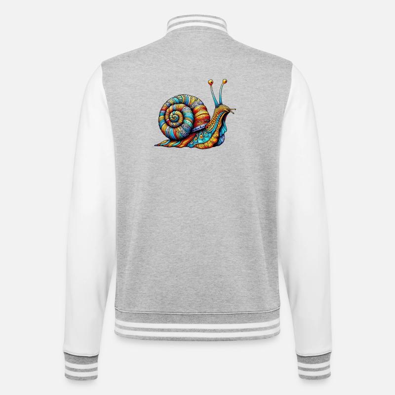 Schnecke - College-Sweatjacke - Grau meliert/Weiß