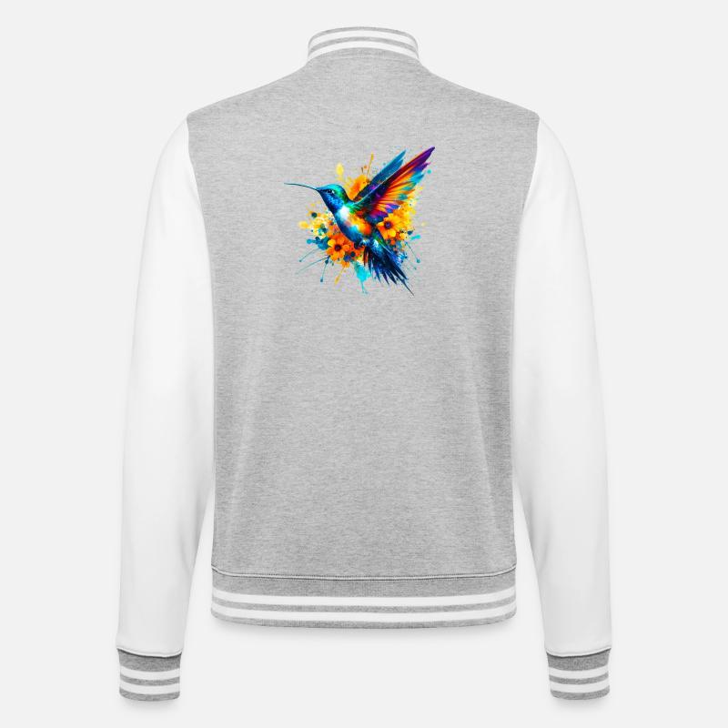 Kolibri - College-Sweatjacke - Grau meliert/Weiß