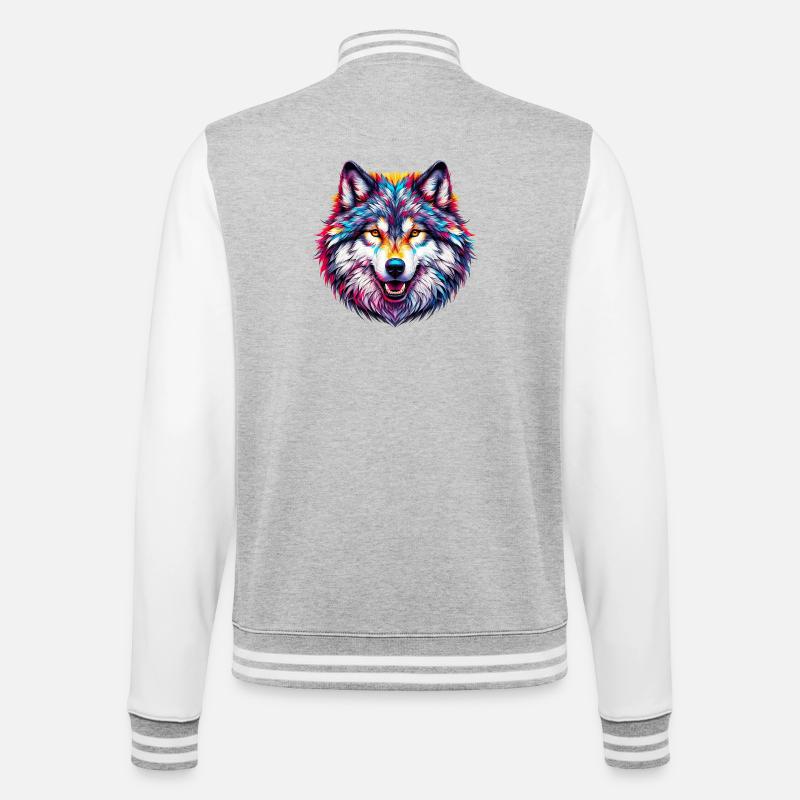 Wolf - College-Sweatjacke - Grau meliert/Weiß