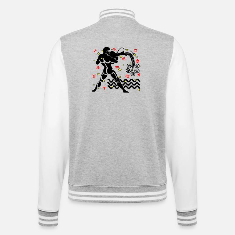 Sternzeichen Stern Logo Wassermann - College-Sweatjacke - Grau meliert/Weiß