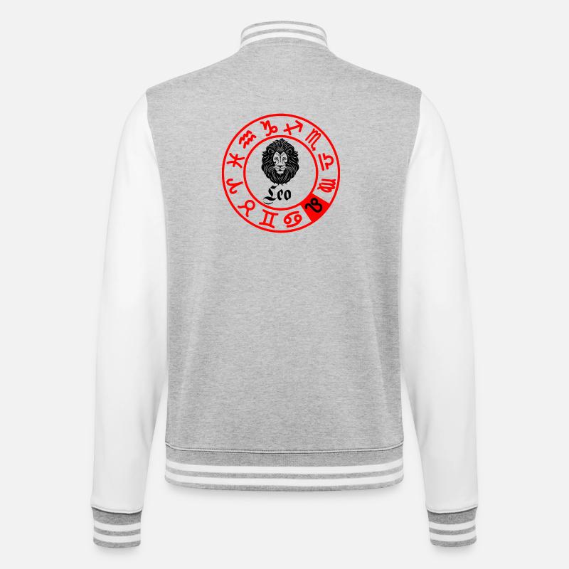 Zwölf Sternzeichen Löwe Löwe - College-Sweatjacke - Grau meliert/Weiß