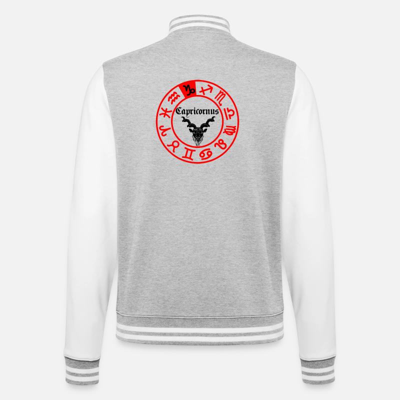 Zwölf Sternzeichen Steinbock Steinbock - College-Sweatjacke - Grau meliert/Weiß