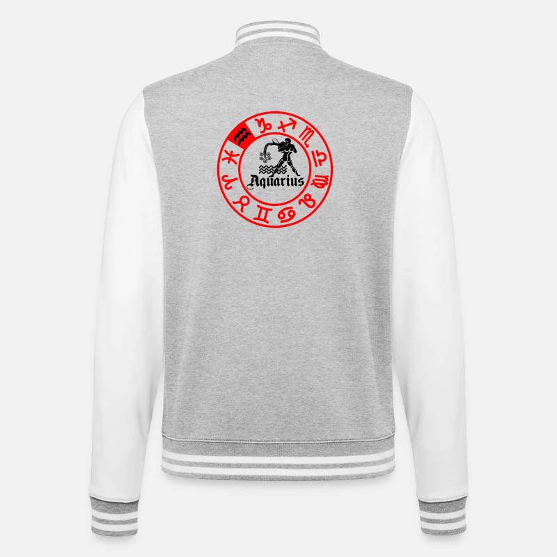 Zwölf Sternzeichen Wassermann Wassermann - College-Sweatjacke - Grau meliert/Weiß