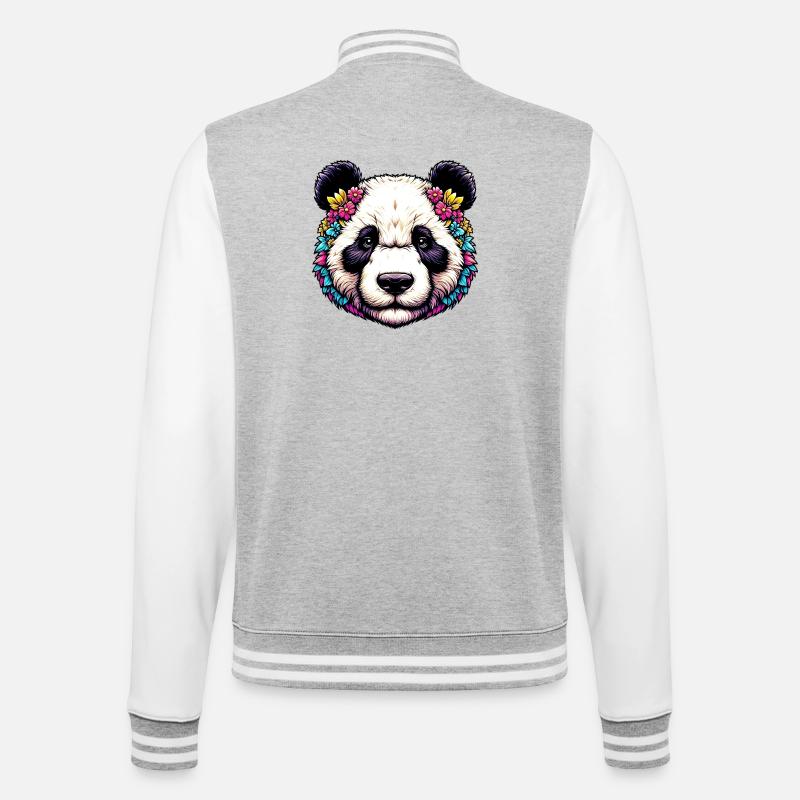 Panda - College Sweat Jacket - heather grey/white