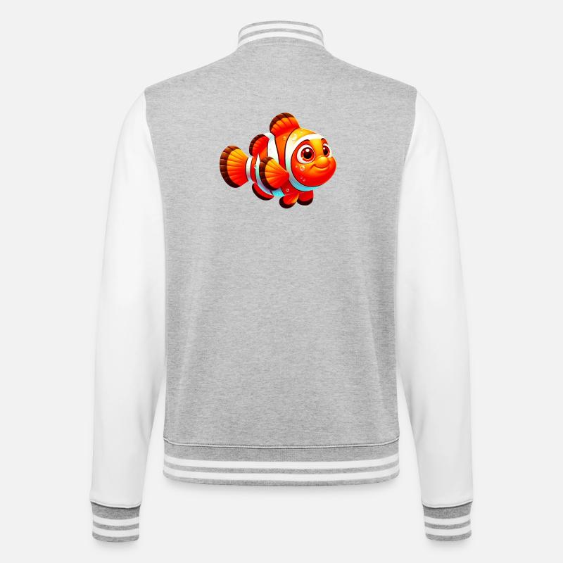 Clownfisch - College-Sweatjacke - Grau meliert/Weiß