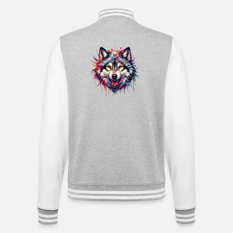 Loup - Veste Teddy - gris chiné / blanc