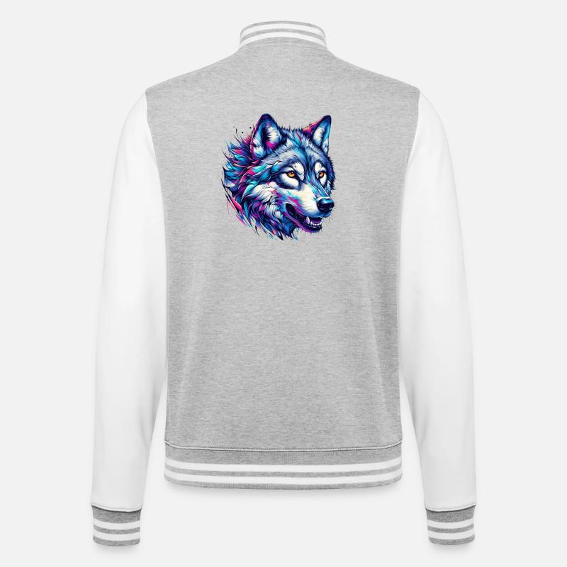 Loup - Veste Teddy - gris chiné / blanc