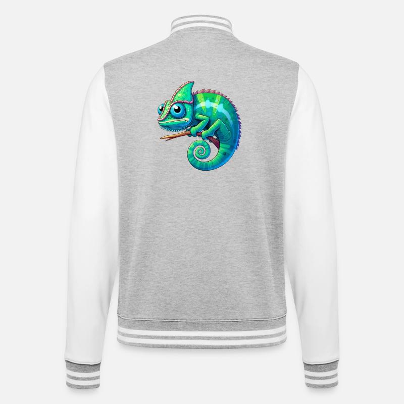 Chamäleon - College-Sweatjacke - Grau meliert/Weiß