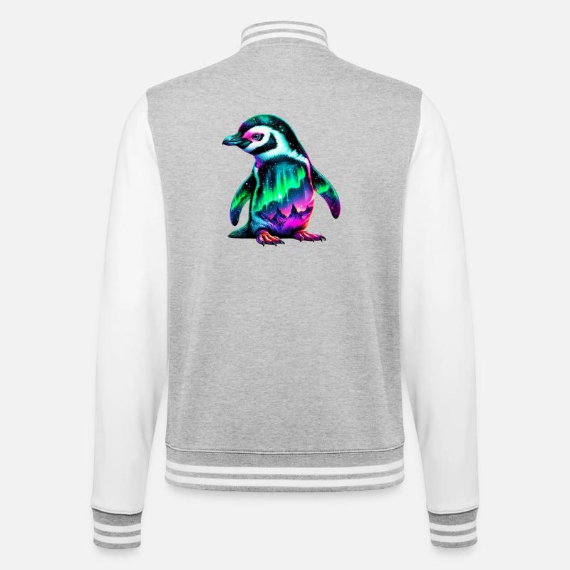 Aurora Borealis Pinguin - College-Sweatjacke - Grau meliert/Weiß