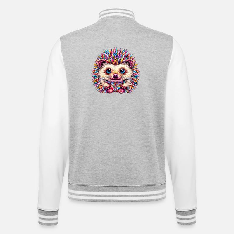 Hedgehog - College Sweat Jacket - heather grey/white