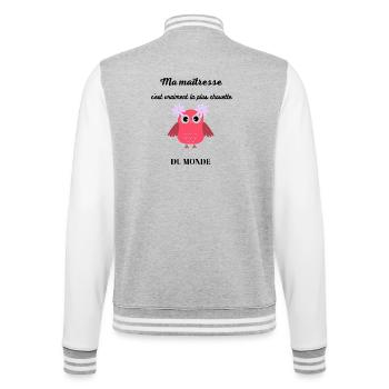 CHOUETTE MAITRESSE CADEAU FIN D'ANNEE MAITRESSE - Veste Teddy - gris chiné / blanc - Dos - Marisol (170cm)