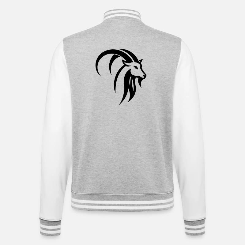 Steinbock - College-Sweatjacke - Grau meliert/Weiß