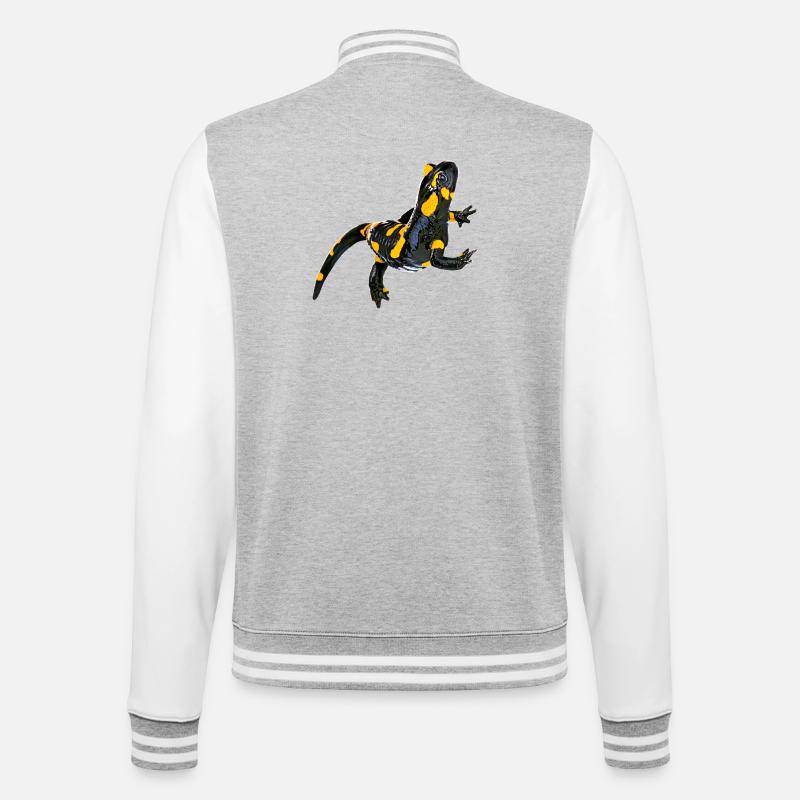 Feuersalamander - College-Sweatjacke - Grau meliert/Weiß