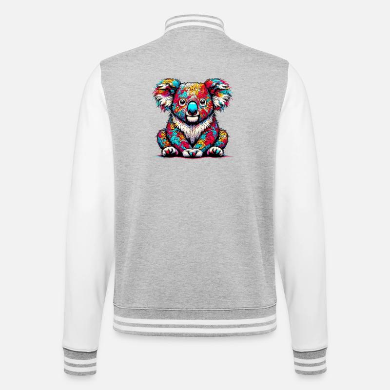 Koala - College-Sweatjacke - Grau meliert/Weiß
