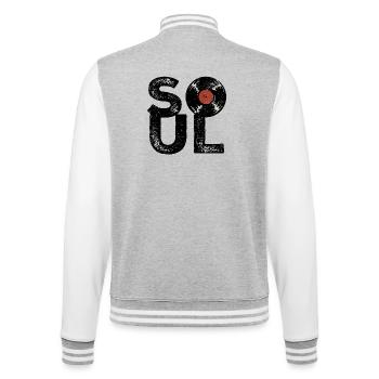 Soul vintage - Veste Teddy - gris chiné / blanc - Dos - Marisol (170cm)