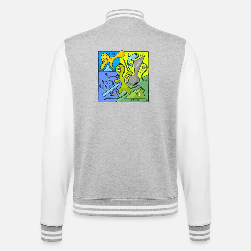 Ofenelemente - College-Sweatjacke - Grau meliert/Weiß
