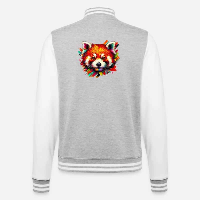 Kleiner Panda - College-Sweatjacke - Grau meliert/Weiß