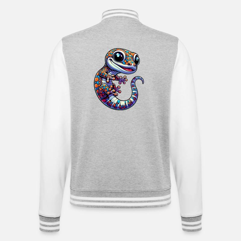 Gecko - Veste Teddy - gris chiné / blanc