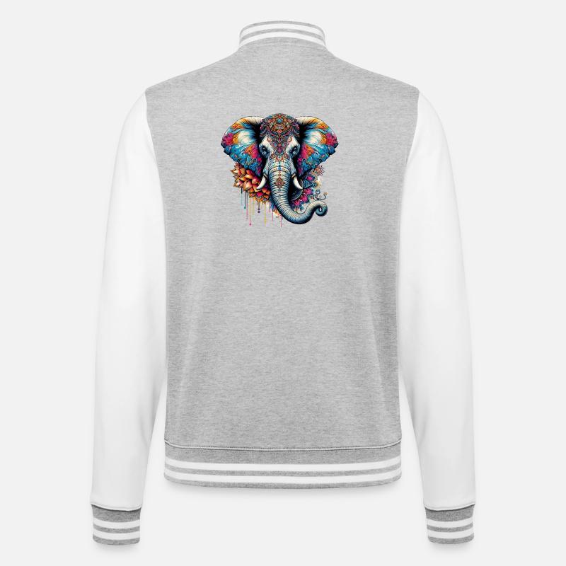 Elefant - College-Sweatjacke - Grau meliert/Weiß