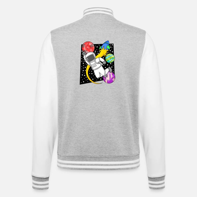 Astronaut Motif Outer Space - College Sweat Jacket - heather grey/white