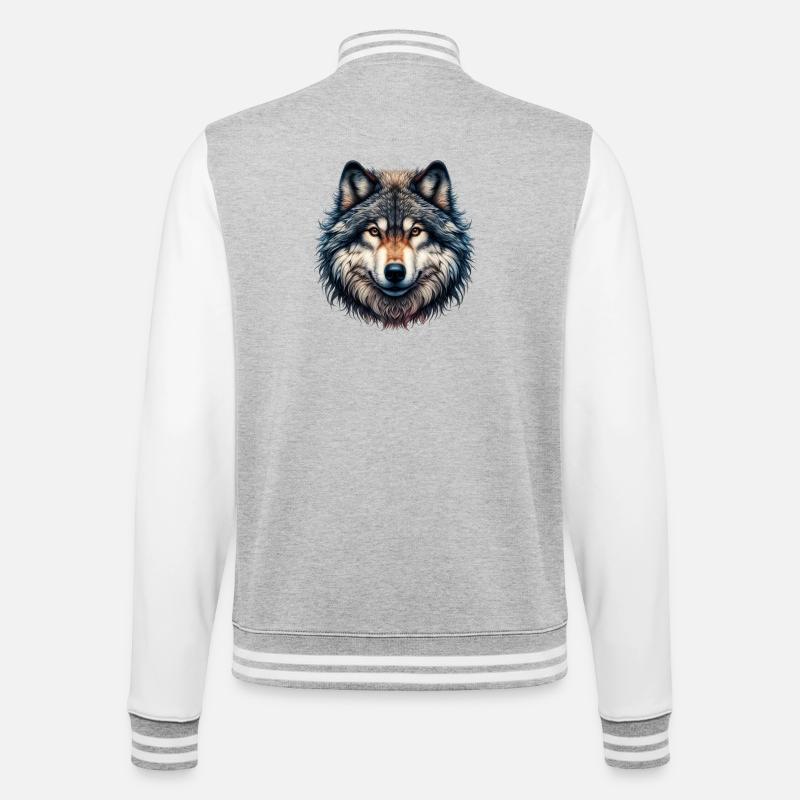 Loup - Veste Teddy - gris chiné / blanc