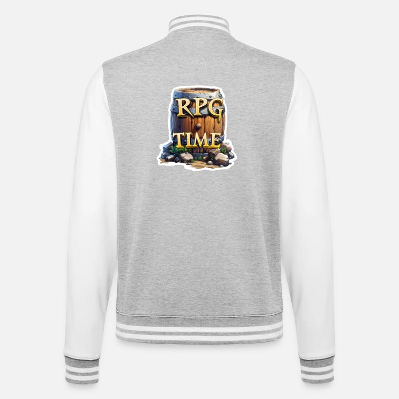RPG Time Rollenspiel Fass mit Bier - College-Sweatjacke - Grau meliert/Weiß