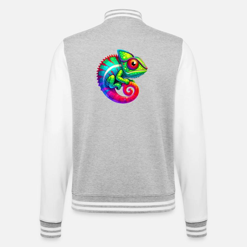 Chamäleon - College-Sweatjacke - Grau meliert/Weiß
