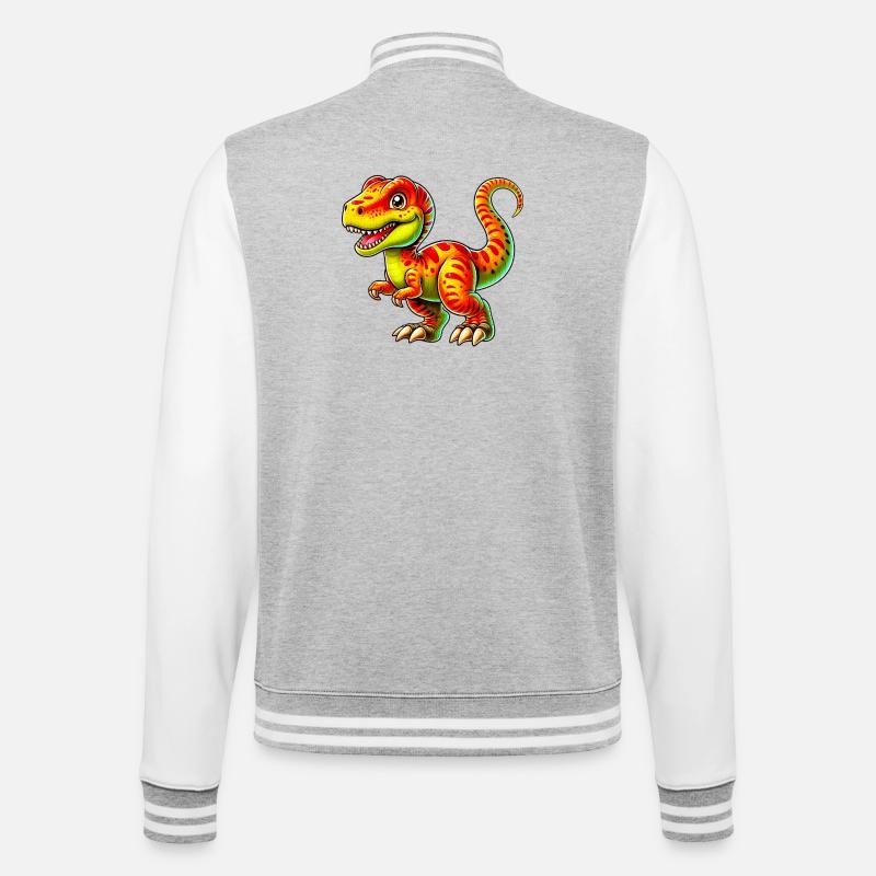 Dinosaur - College Sweat Jacket - heather grey/white