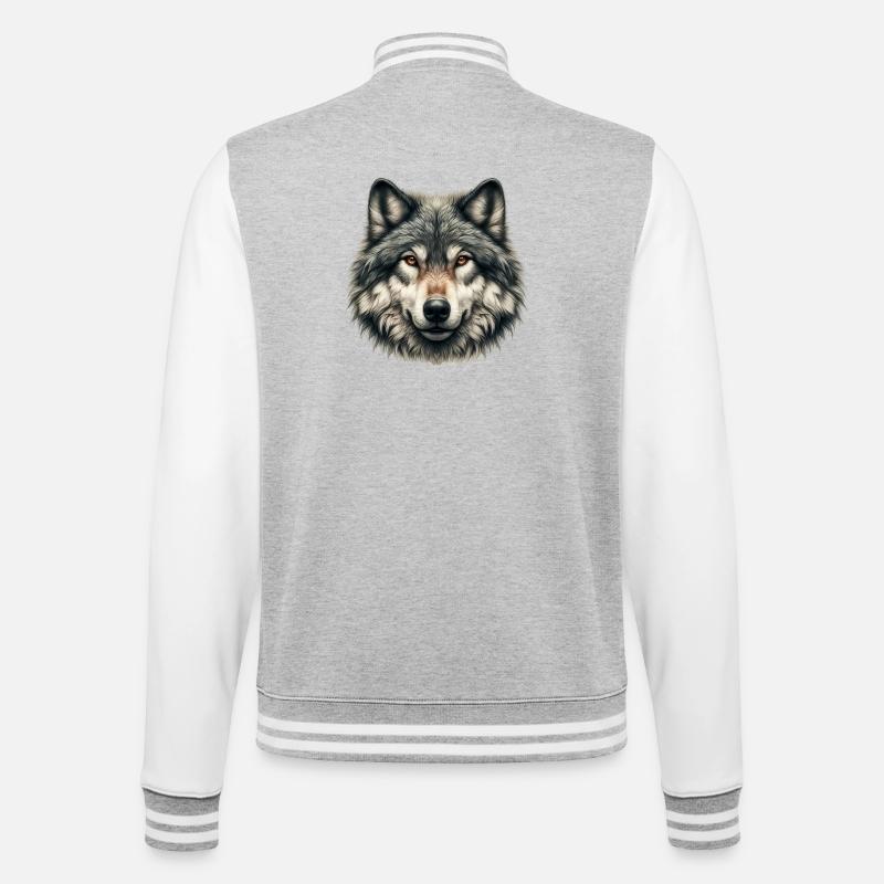 Loup - Veste Teddy - gris chiné / blanc