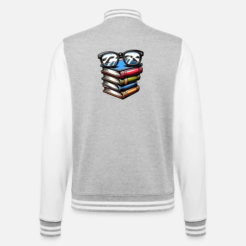 Book Smarts: The Scholarly Stack - College Sweat Jacket - heather grey/white