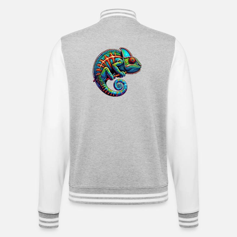 Chamäleon - College-Sweatjacke - Grau meliert/Weiß
