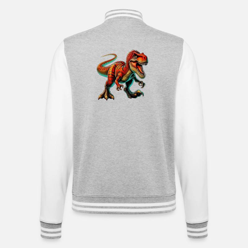 Dinosaure - Veste Teddy - gris chiné / blanc