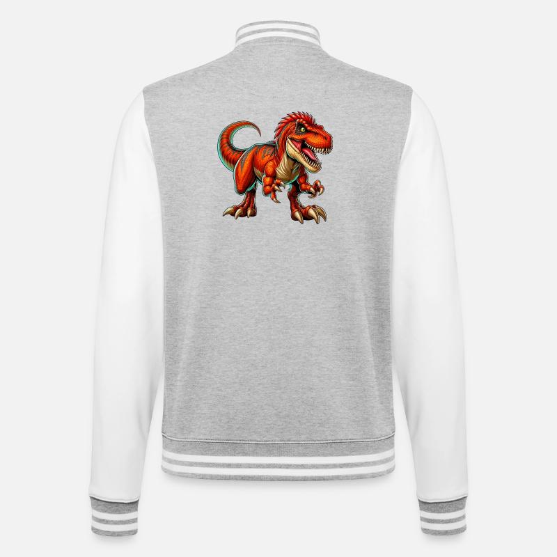 Dinosaure - Veste Teddy - gris chiné / blanc