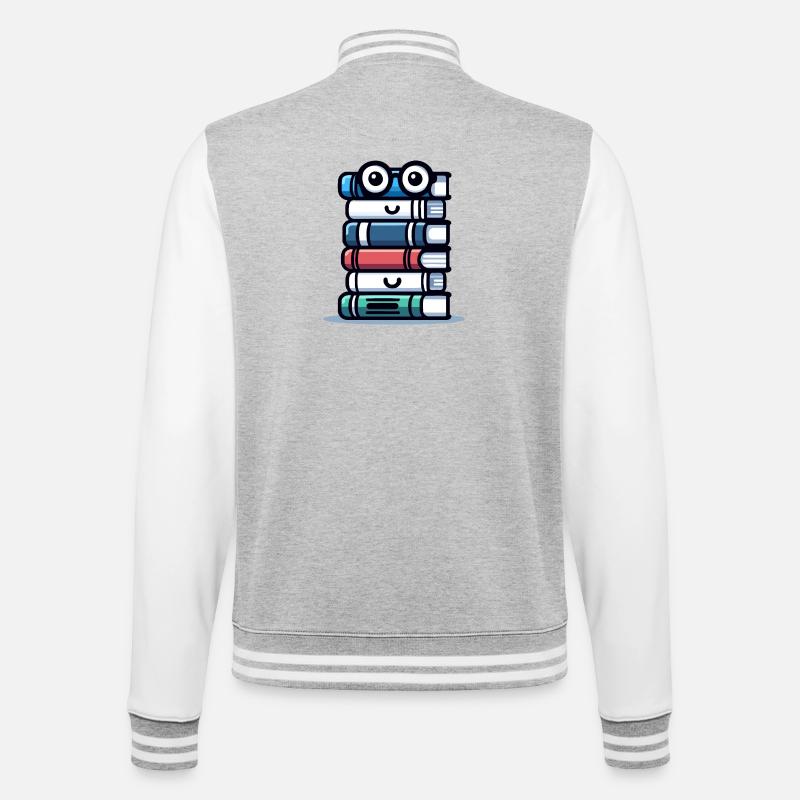 Book Buddy: The Literary Stack - College Sweat Jacket - heather grey/white