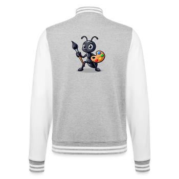 Fourmi artisane : l’illustrateur d’insectes - Veste Teddy - gris chiné / blanc - Dos - Marisol (170cm)
