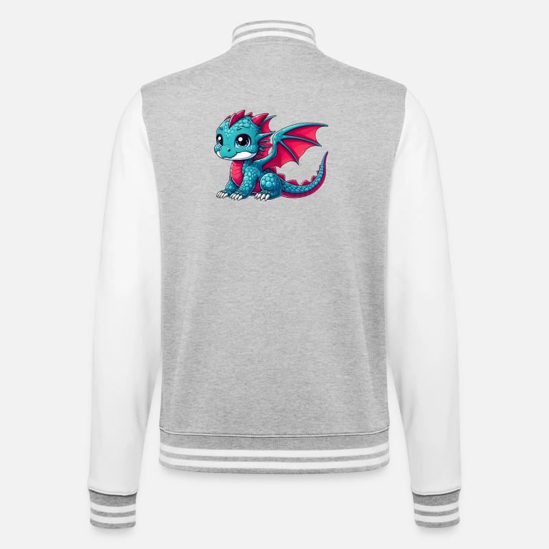 Drache - College-Sweatjacke - Grau meliert/Weiß