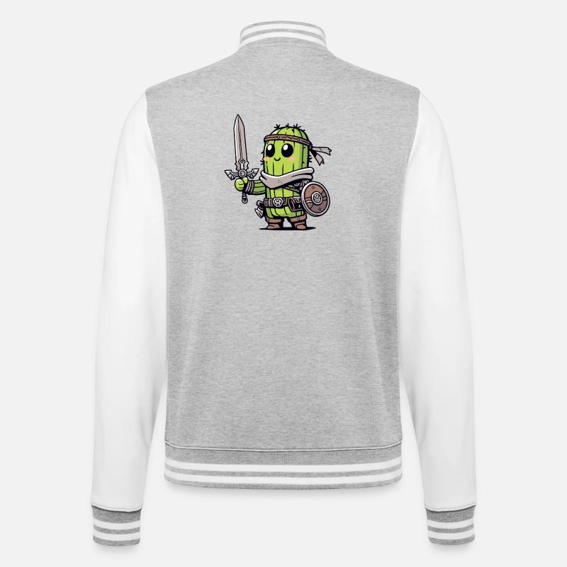 Avocado Knight: Der Bravocado-Krieger - College-Sweatjacke - Grau meliert/Weiß