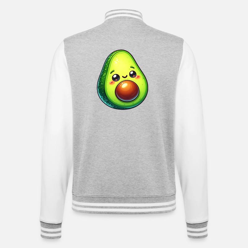 Avocado - College-Sweatjacke - Grau meliert/Weiß
