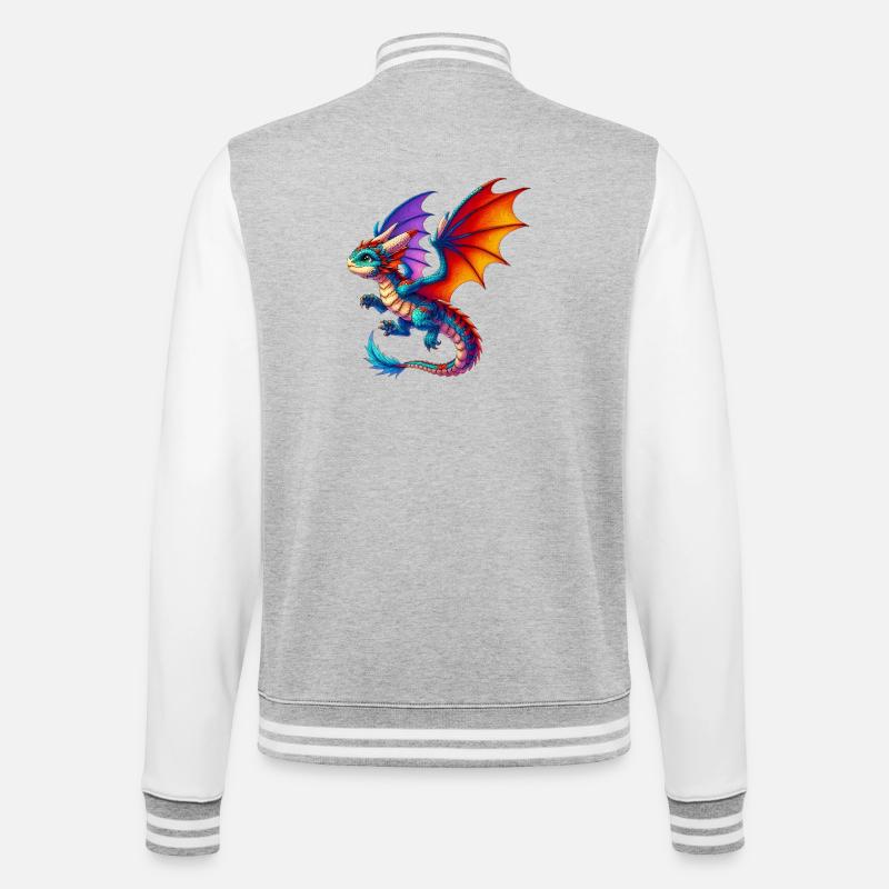 Drache - College-Sweatjacke - Grau meliert/Weiß