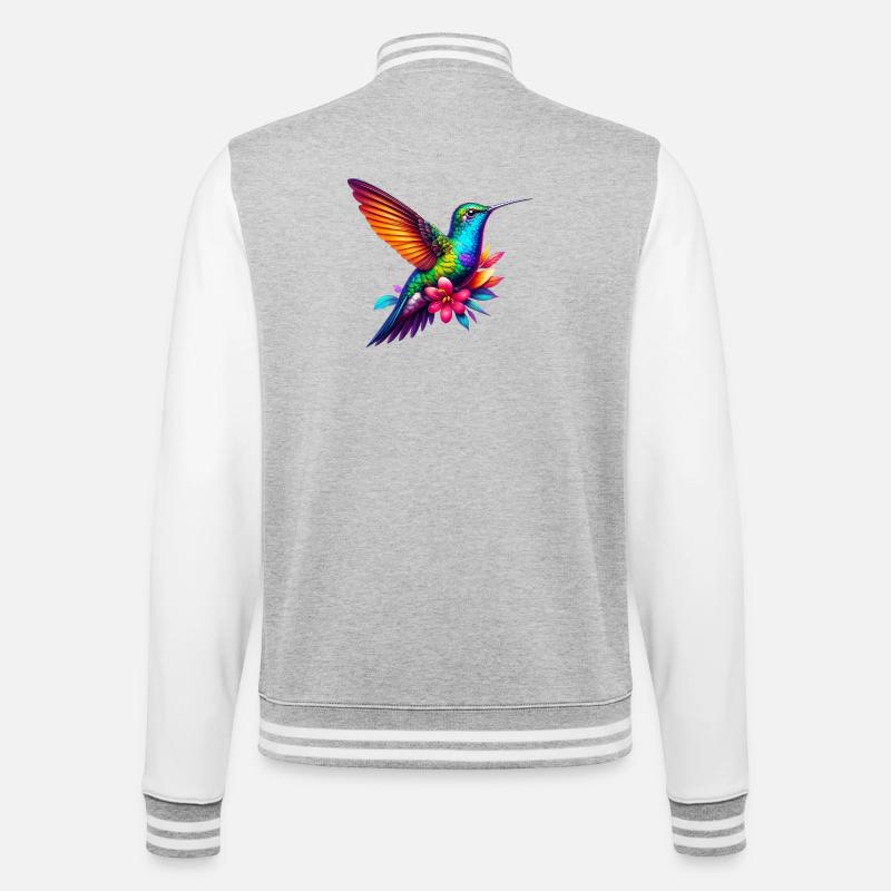 Kolibri - College-Sweatjacke - Grau meliert/Weiß