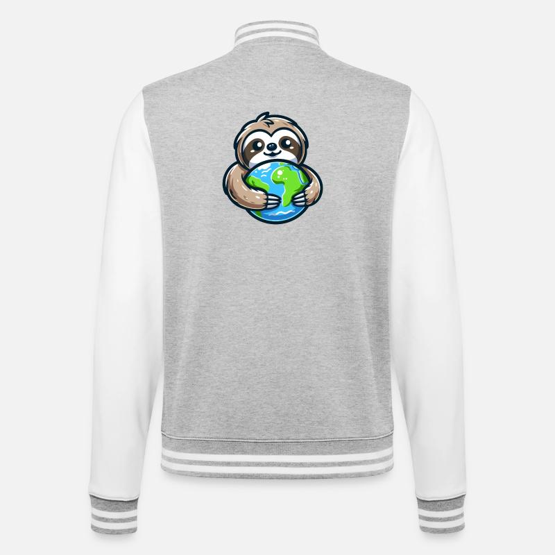 Umarme das Erdfaultier - College-Sweatjacke - Grau meliert/Weiß