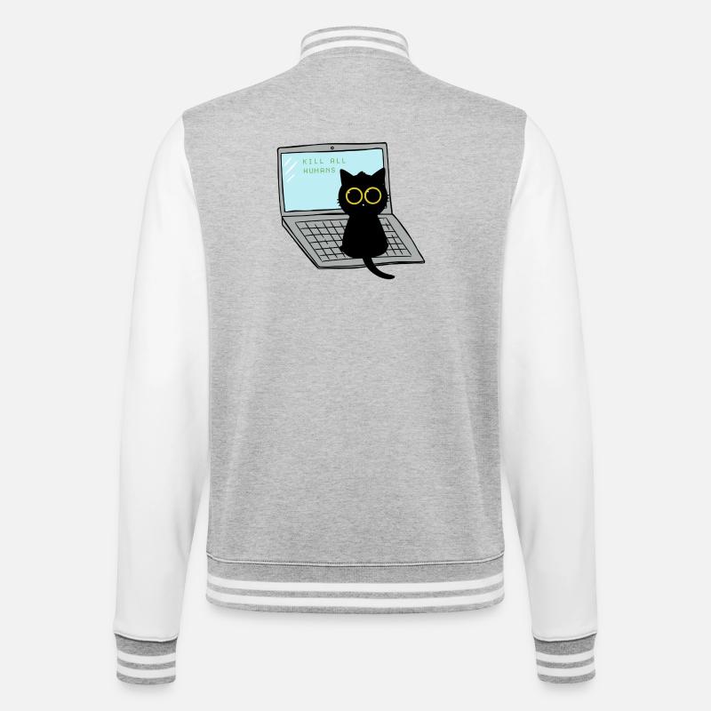 Kill All Humans Cat - College-Sweatjacke - Grau meliert/Weiß
