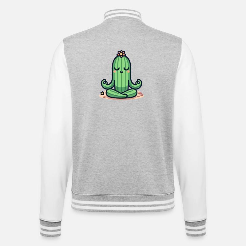 Cactus Zen - Pose de plante paisible - Veste Teddy - gris chiné / blanc