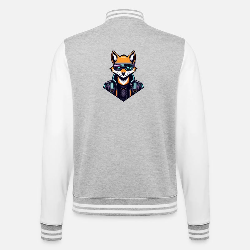 Cyber Fox Neon Tech Wild - College-Sweatjacke - Grau meliert/Weiß